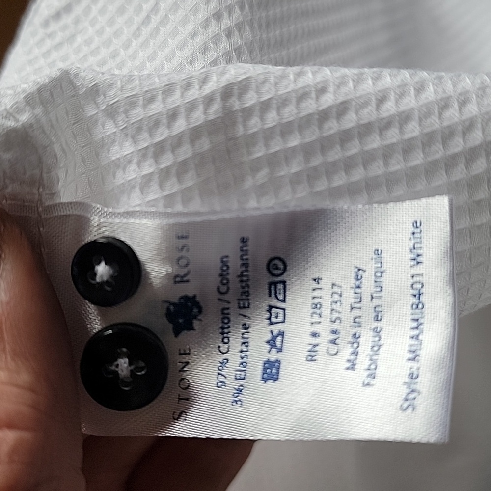Stone rose white waffle knit dress shirt xl - Picture 5 of 6